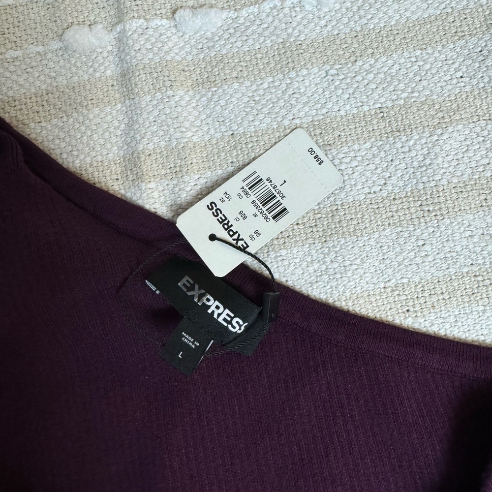 Express Body Contour One Shoulder Cropped Sweater Tank purple size large - Picture 6 of 11